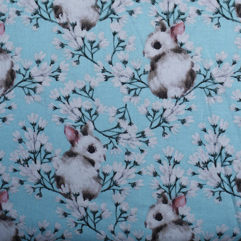 Spring Bunnies Cotton Blue